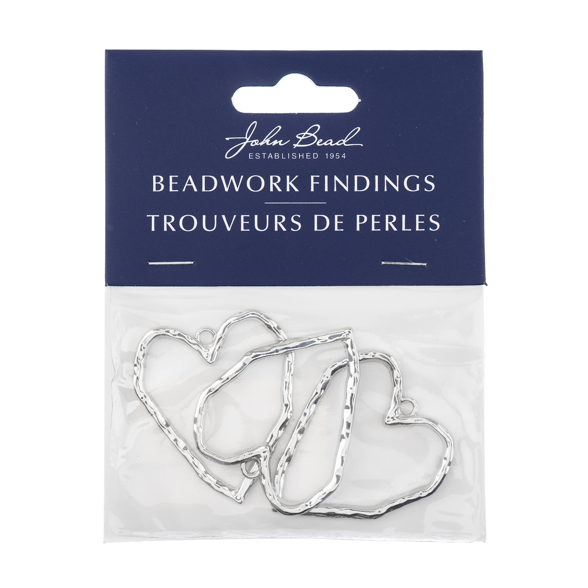 John Bead Silver Organic Heart Pendants, 3ct.